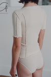 BASERANGE ribbed cotton half sleeve TTO3-RB-000 off-white